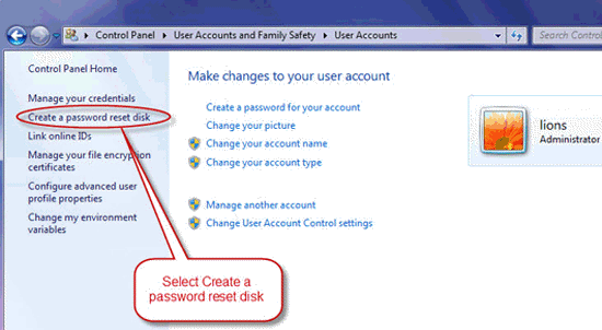 create windows 7 password reset disk