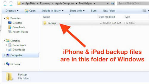 iPhone backup file on Windows 10