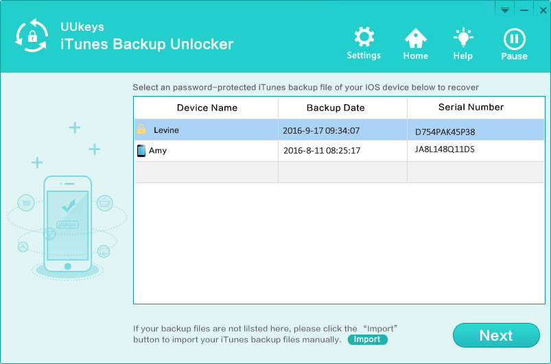 Select Password Protected iTunes Backup File