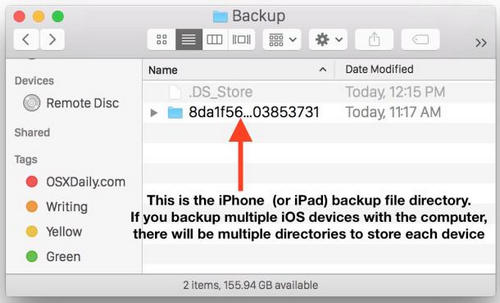 iphone backup file location on macOS