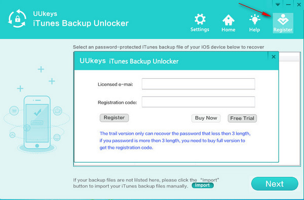 download and install UUkeys iTunes Backup Unlocker